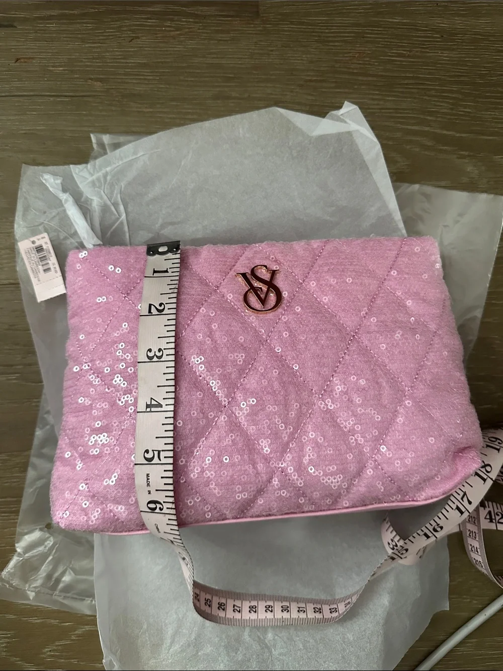 NWT Victoria's Secret Pink Sequin Quilted Cosmetic Pouch